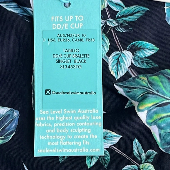 Sea Level Australia Tango DD/E cup bralette Singlet black tankini swim top - Picture 6 of 16